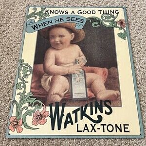 J.R Watkins Co. Lax-Tone Sign Advertisement Poster Vintage Decor Metal Winona MN